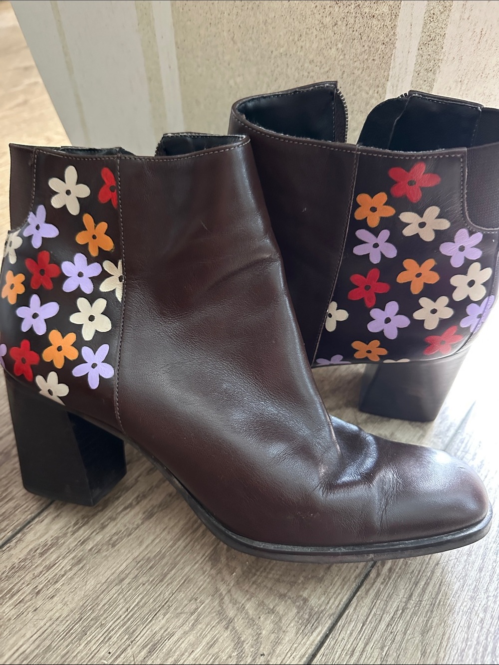 Vintage Chocolate flower power booties